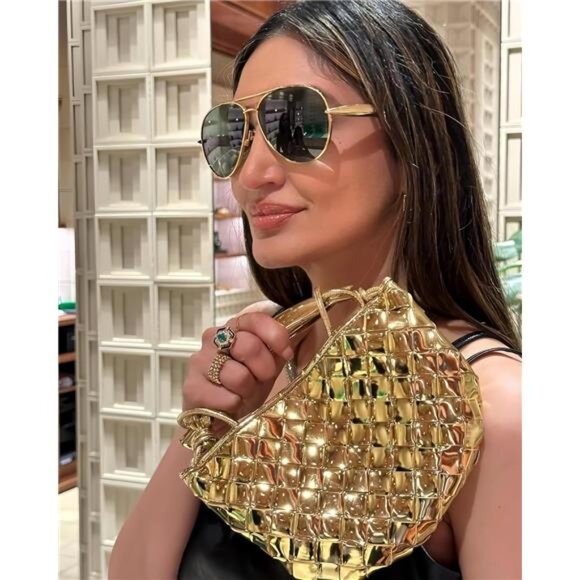 Oversized Gold Aviator Sunglasses for Women Men Retro 70s Metal Big Aviators main image 4